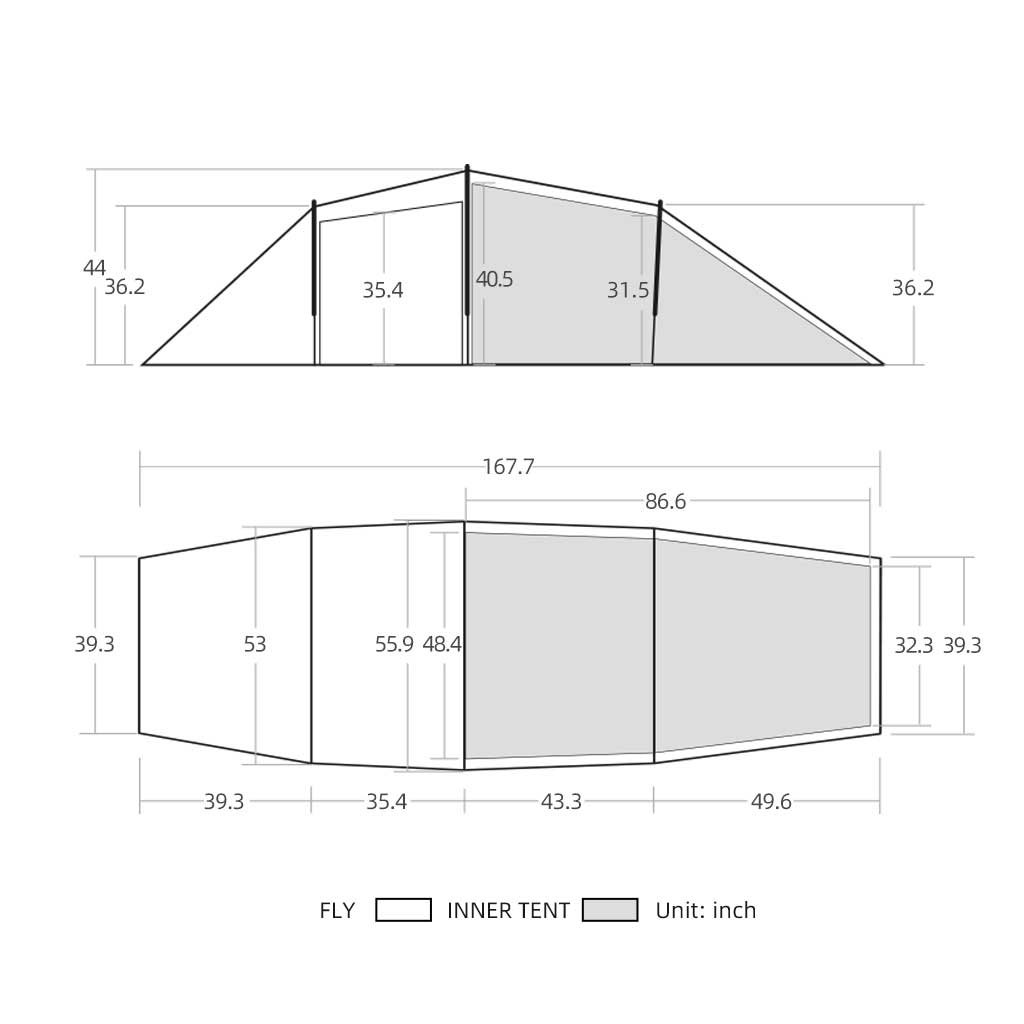 taihang max 3FULGEAR backpacking tent size inch